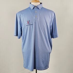Peter Millar‎ Summer Comfort Blue Skulls Micro Print Golf Polo | Men's Large